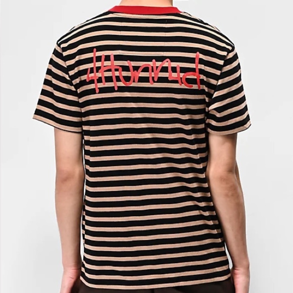 4Hunnid Stripped Tee. No size tag- seems to be a small